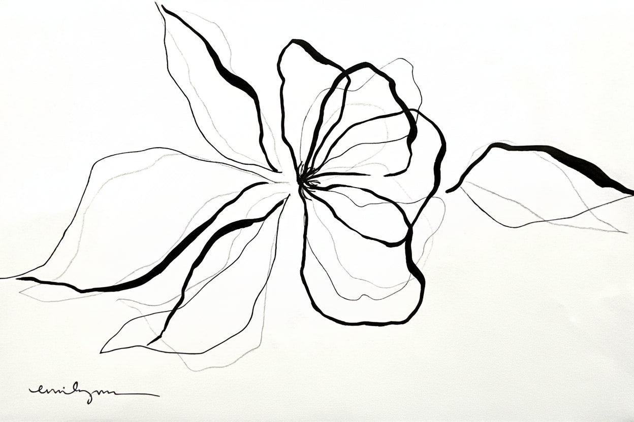 Black Line Drawing Flower II