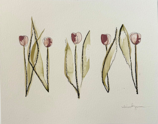 Five Pink Tulips