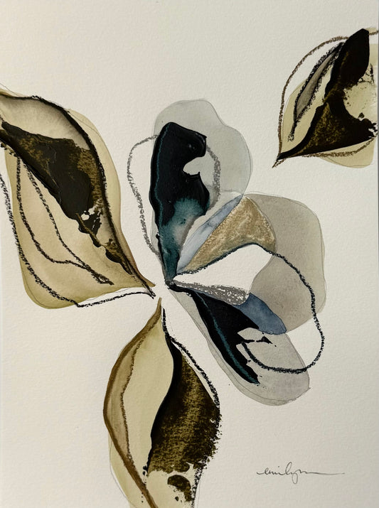 Blue Green Abstract Flower I