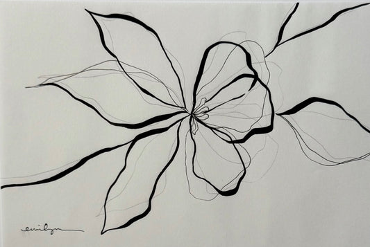 Black Line Drawing Flower I