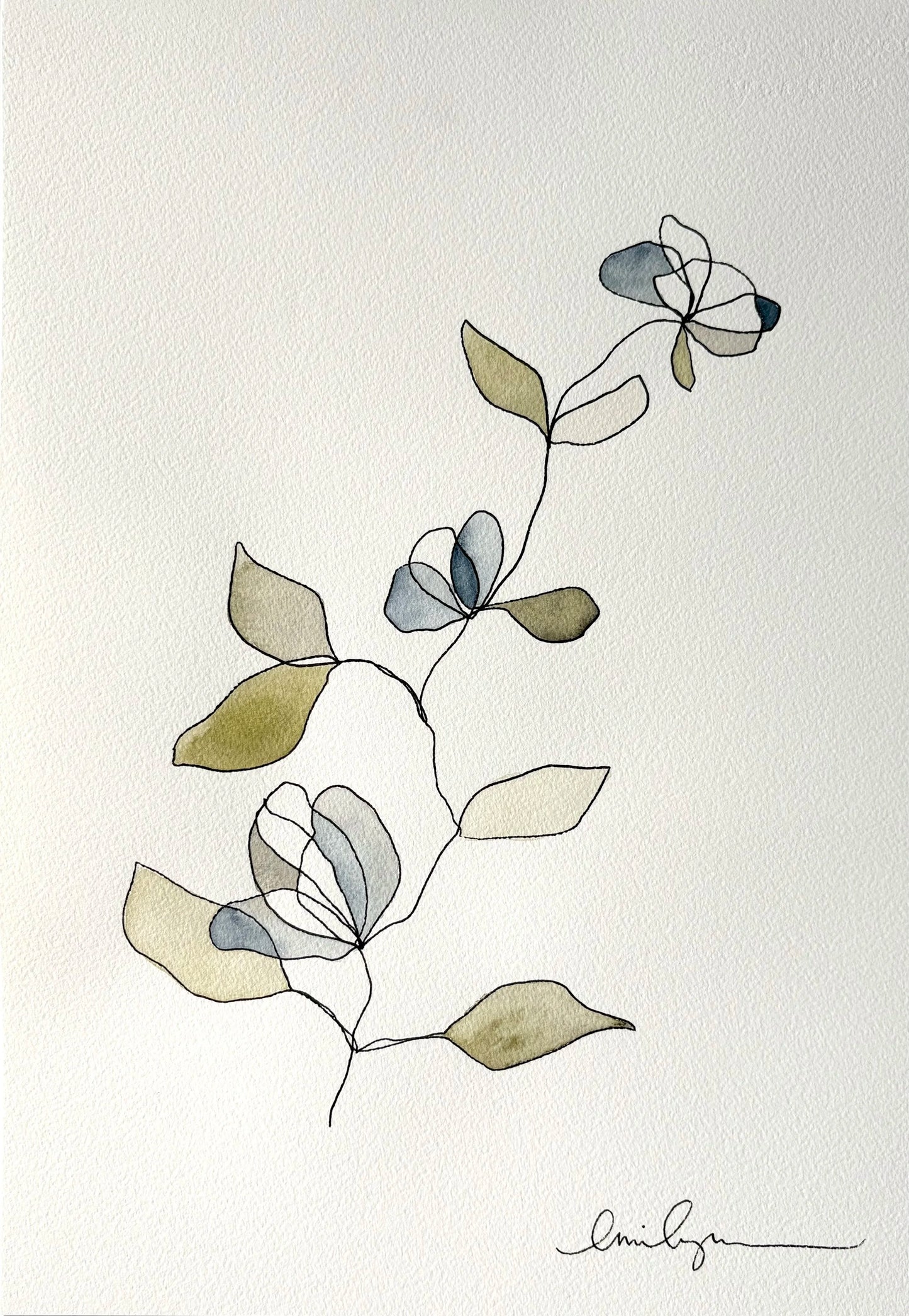 3 blue flowers on a stem
